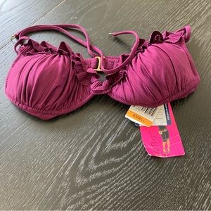 NWT Betsey Johnson Ruffle Bikini Top Small